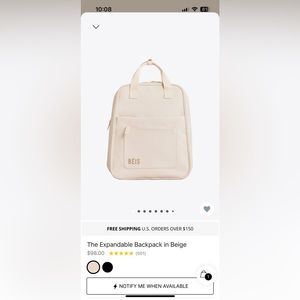 Béis The Expandable Backpack in Beige